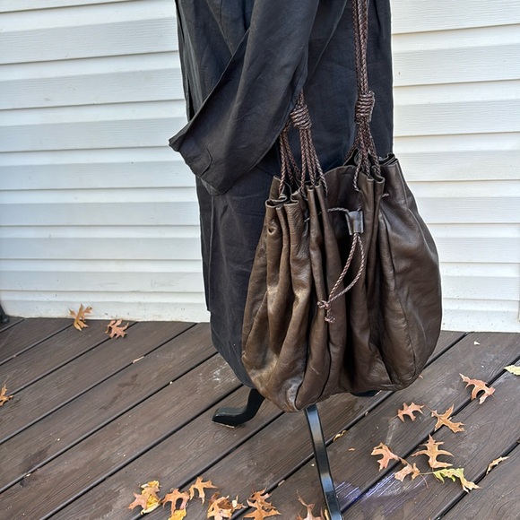 PRADA MILANO BROWN DRAW STRING BOHO BAG-VINTAGE-RARE! - Picture 10 of 12